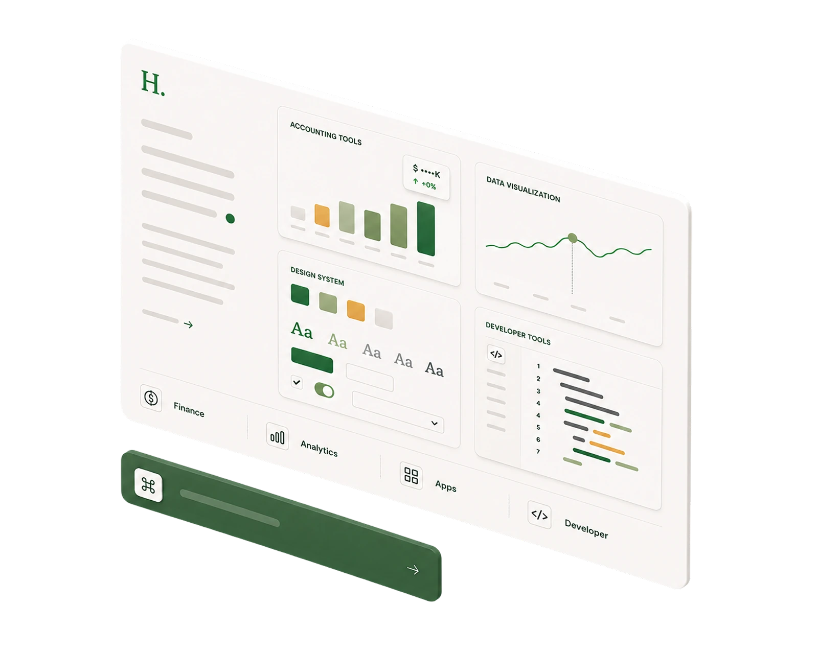 Portfolio cover — dashboard of accounting tools, data visualization and a design system